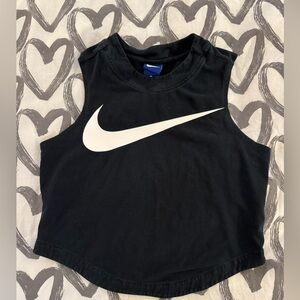 Nike Black Crop Top with White Swoosh